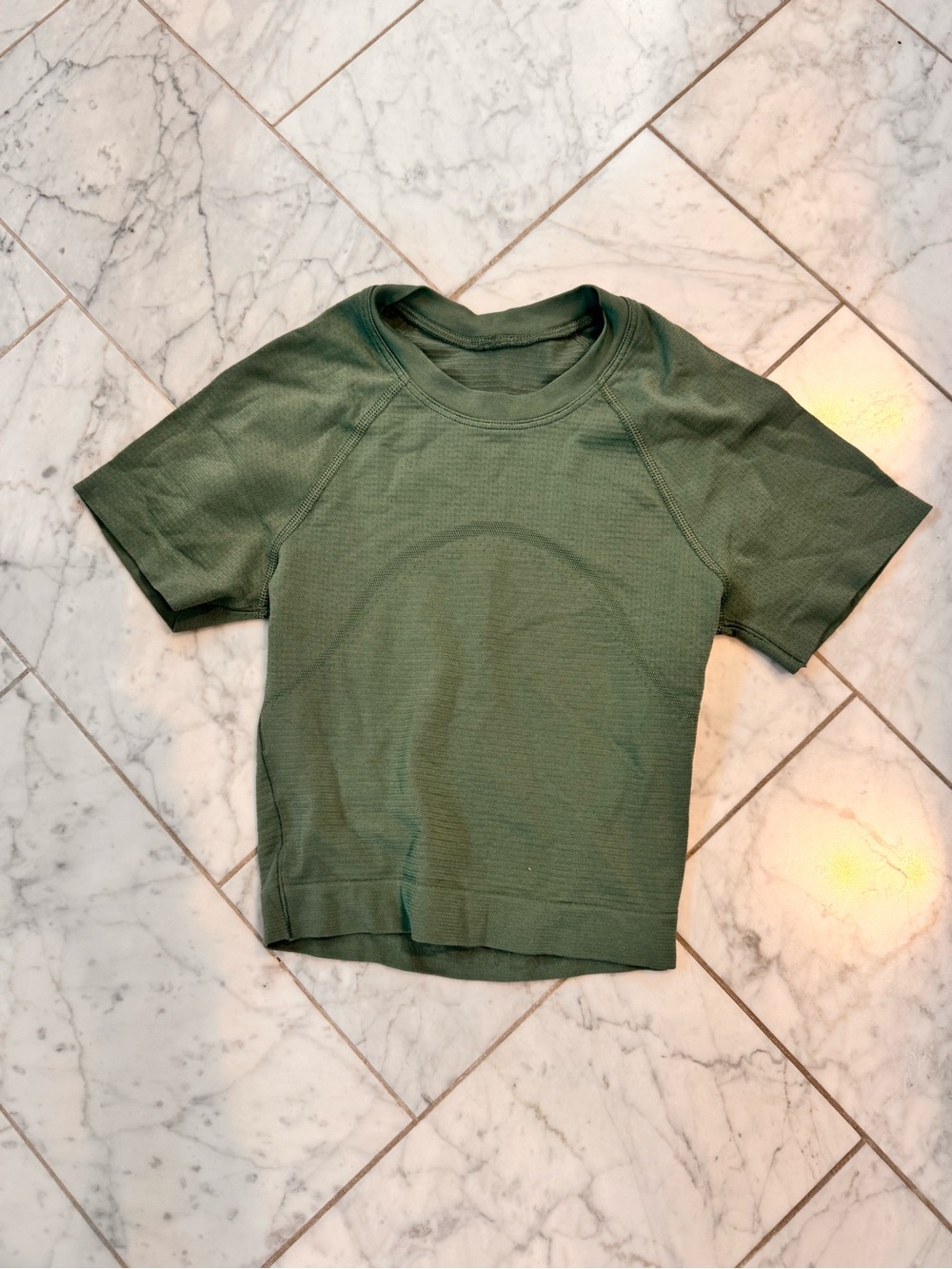 Lululemon Olive Green Short Sleeve Crop Top